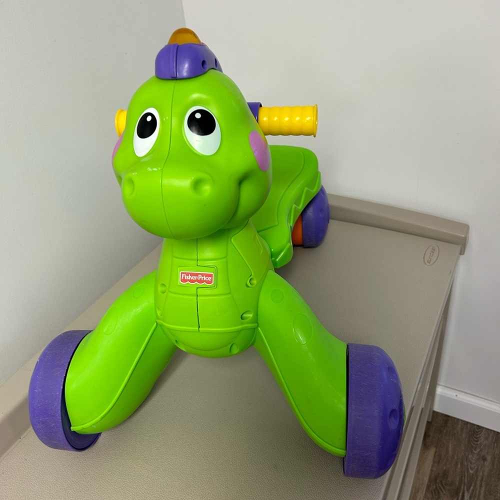 Fisher-Price Go Baby Go! Stride-to-Ride Dino Walker And Ride On Lights Music